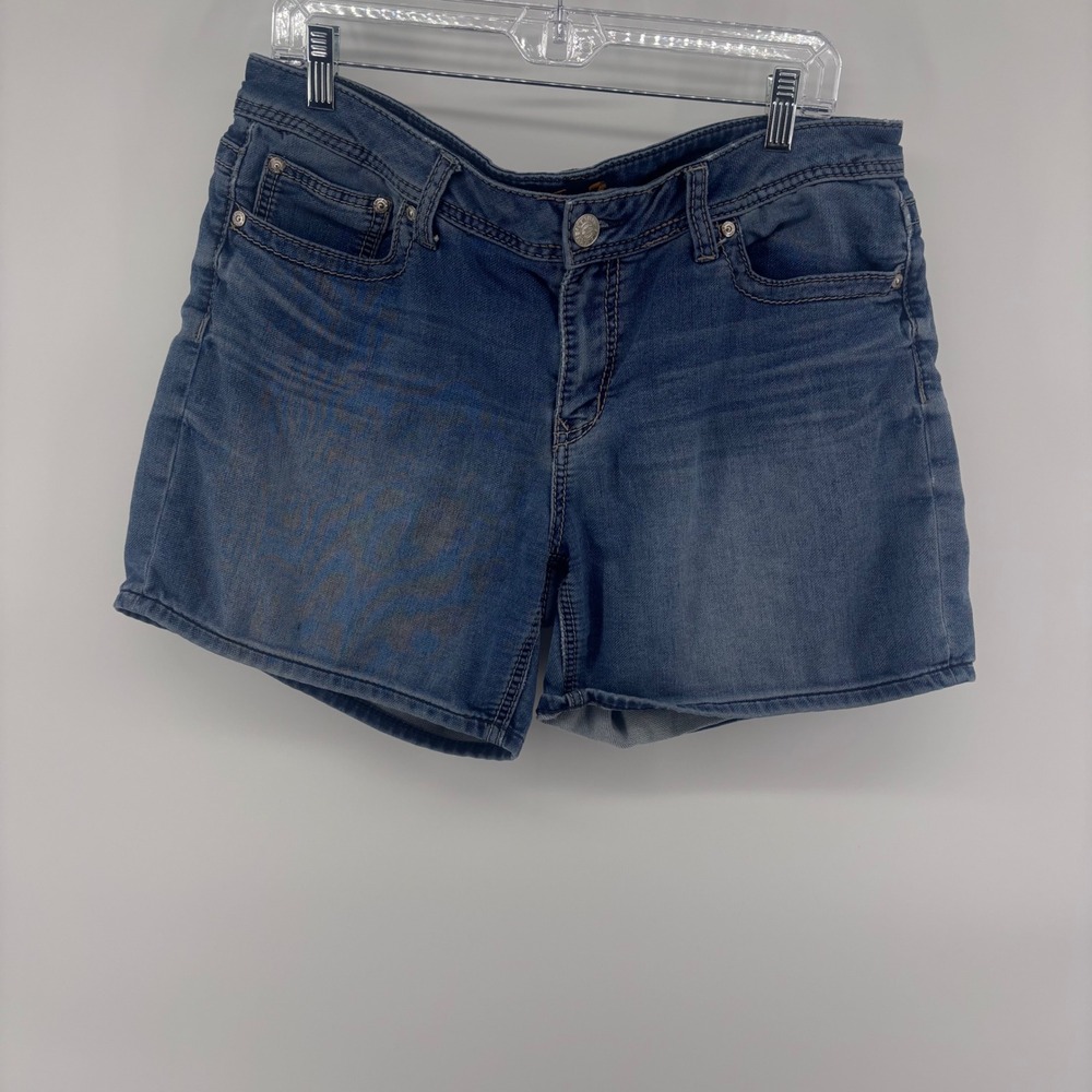 Seven7 Denim Jean‎ Shorts Womens Size 14 Blue Distressed Pockets Casual